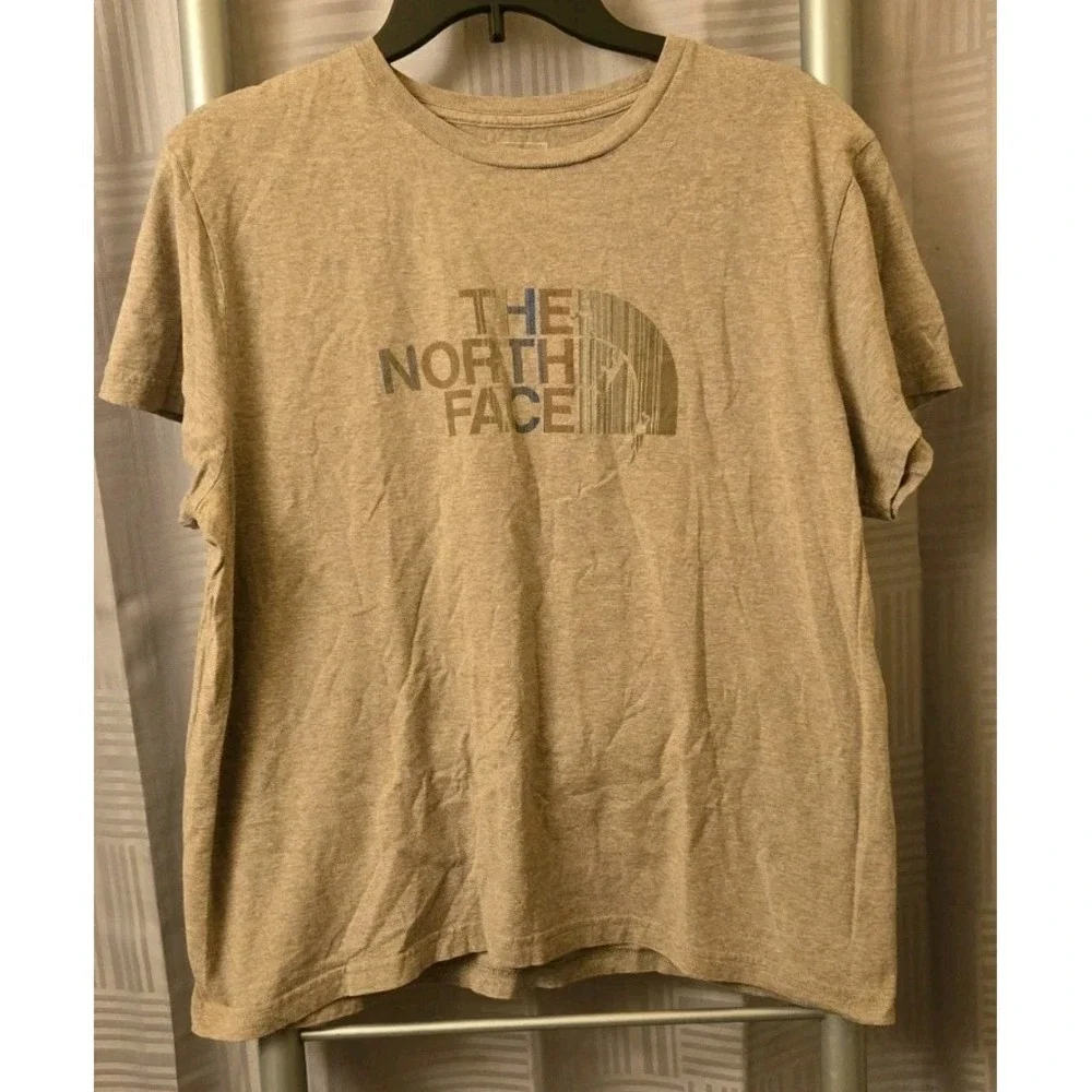 The North Face Shirt Men Medium Brown Mountains Short Sleeve Crew Neck Polyester